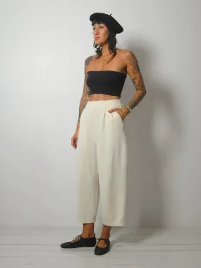 1980's Cream Knit Wide Leg Pant