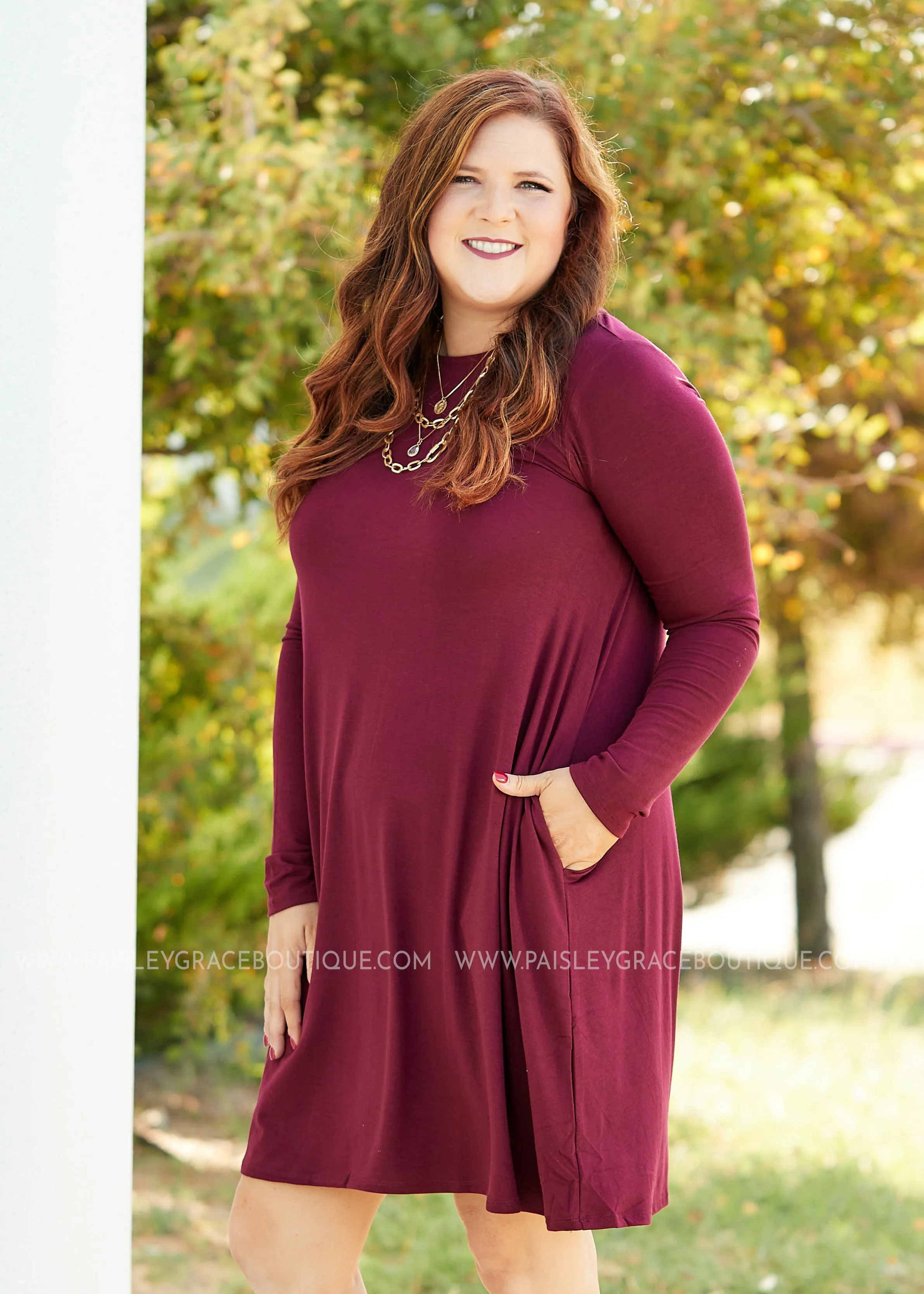 Addison Dress- BURGUNDY  - FINAL SALE