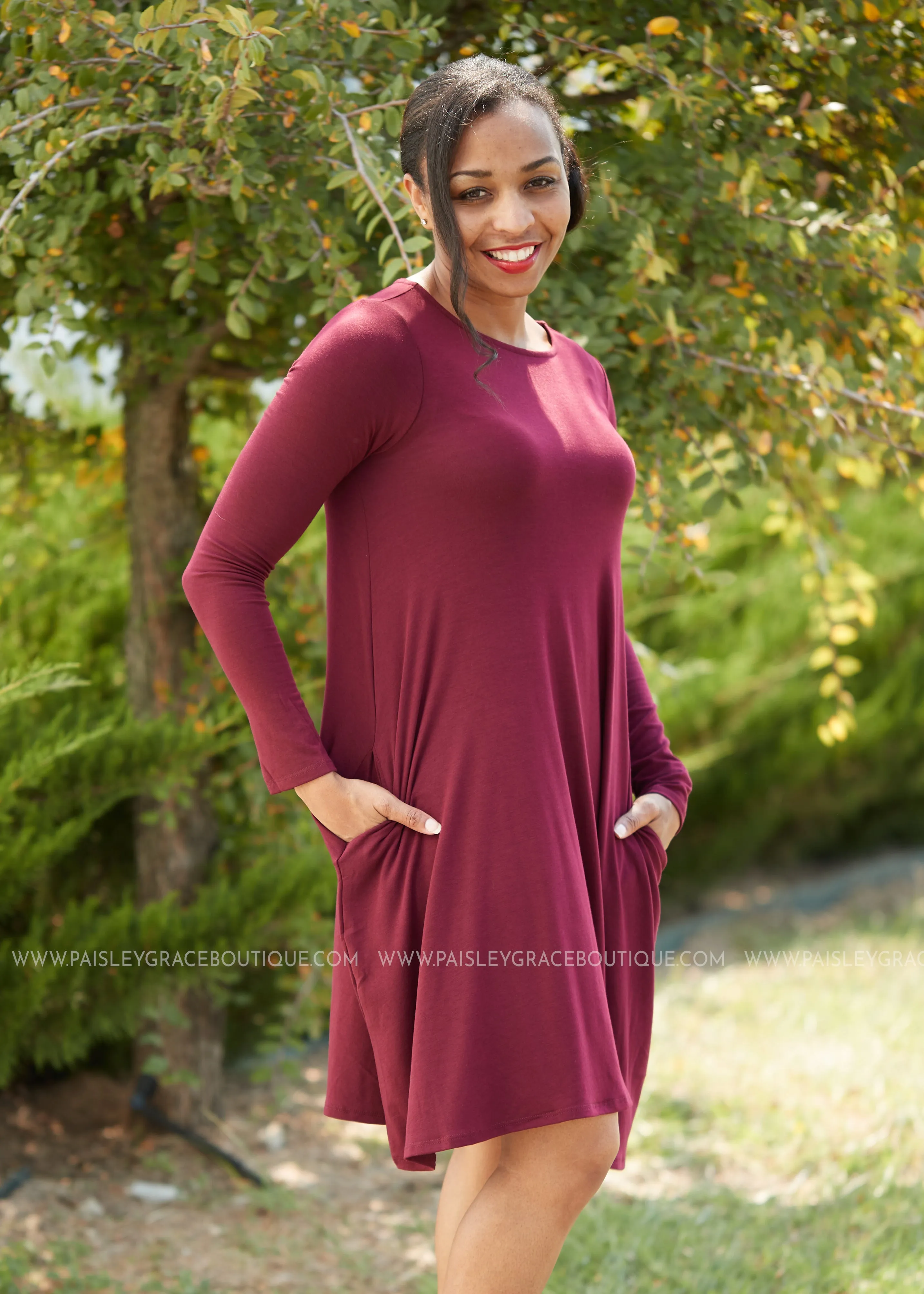 Addison Dress- BURGUNDY  - FINAL SALE