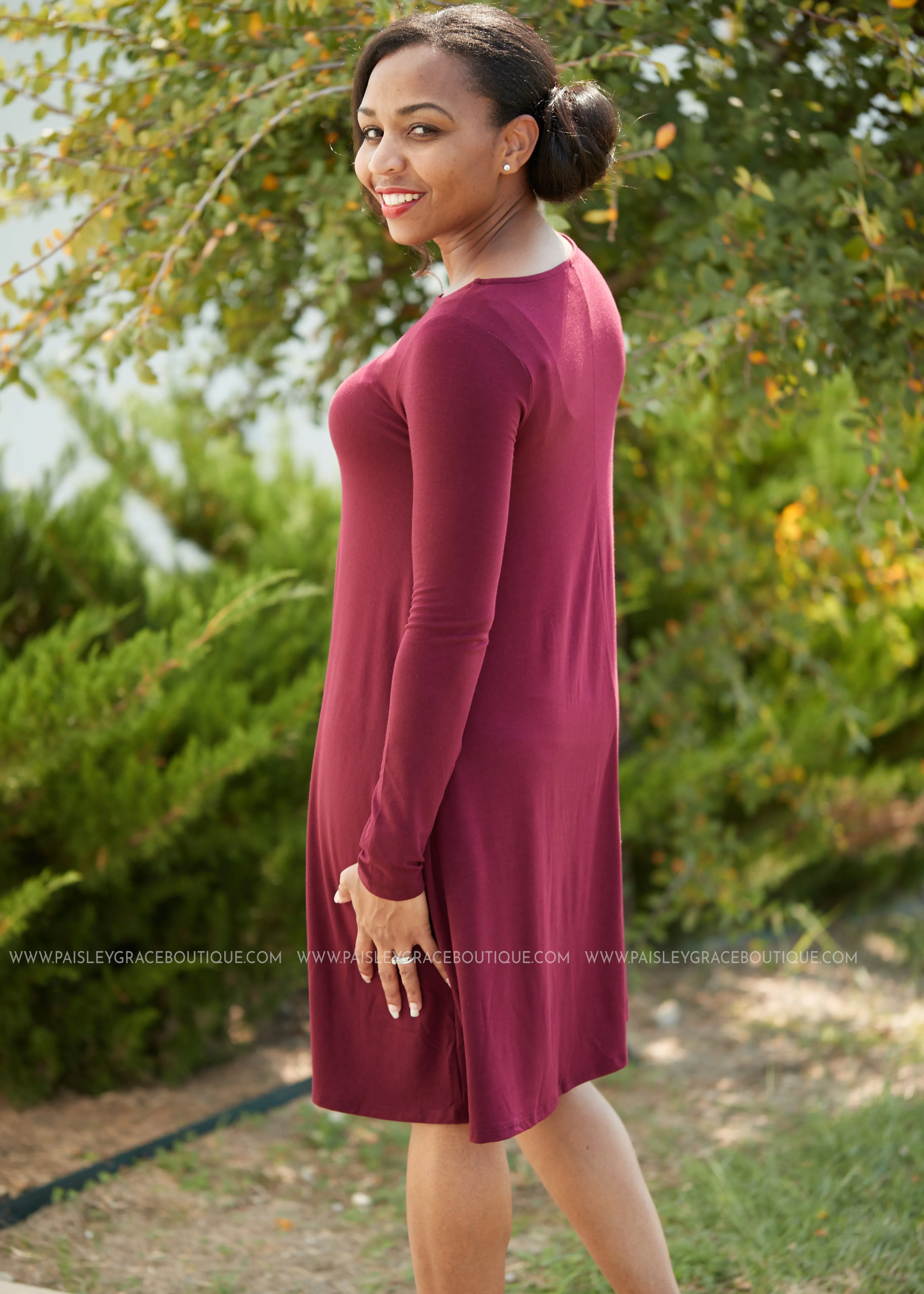 Addison Dress- BURGUNDY  - FINAL SALE