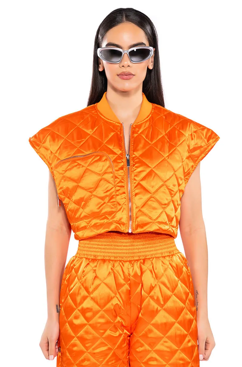 ARYA QUILTED SATIN VEST