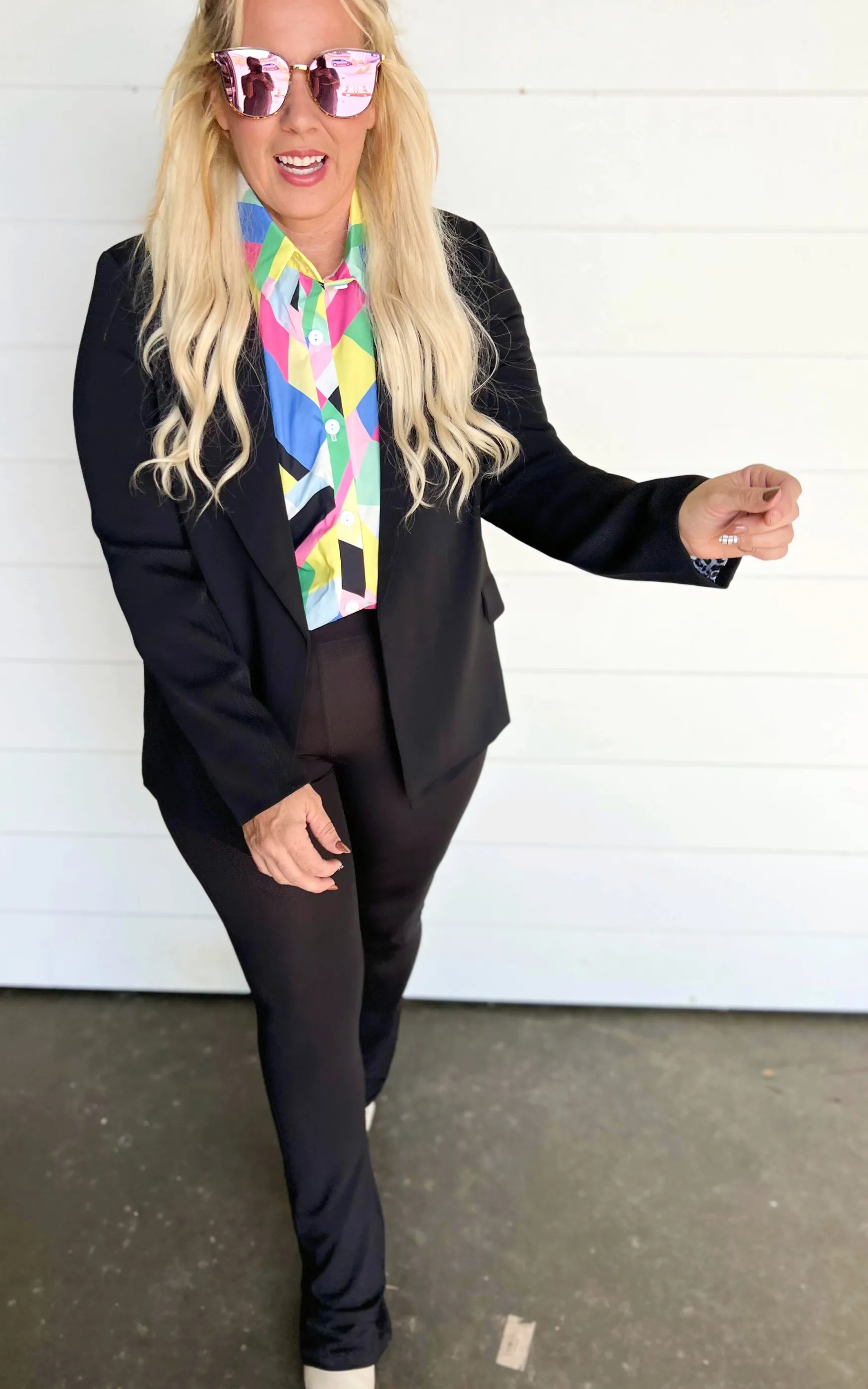 Asymmetric Colorful Button Up Blouse - Final Sale