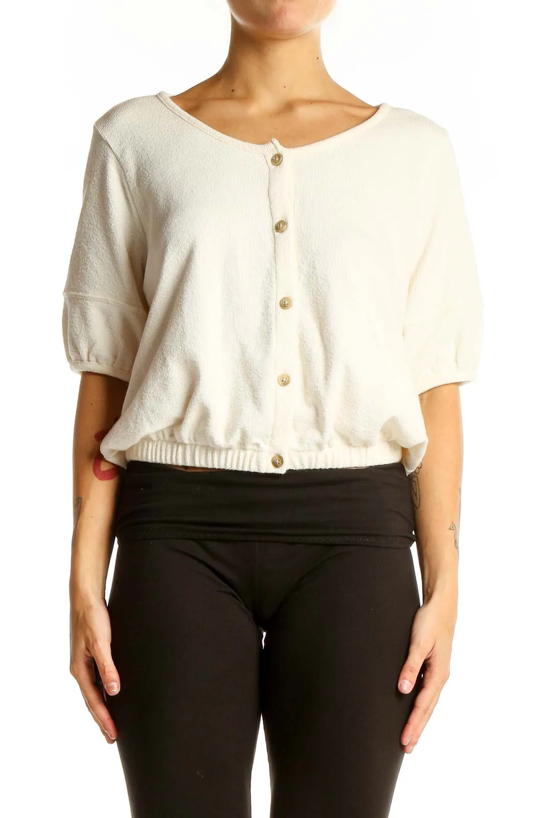 Beige Button Up Sweater