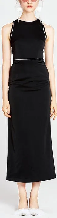 Black Sleeveless Midi Pencil Dress