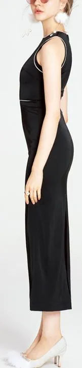 Black Sleeveless Midi Pencil Dress