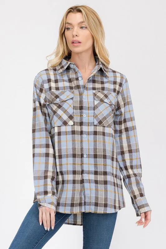 BOYFRIEND Fit Checker Plaid Flannel Long Sleeve