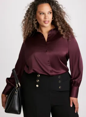 Button-Up Satin Blouse