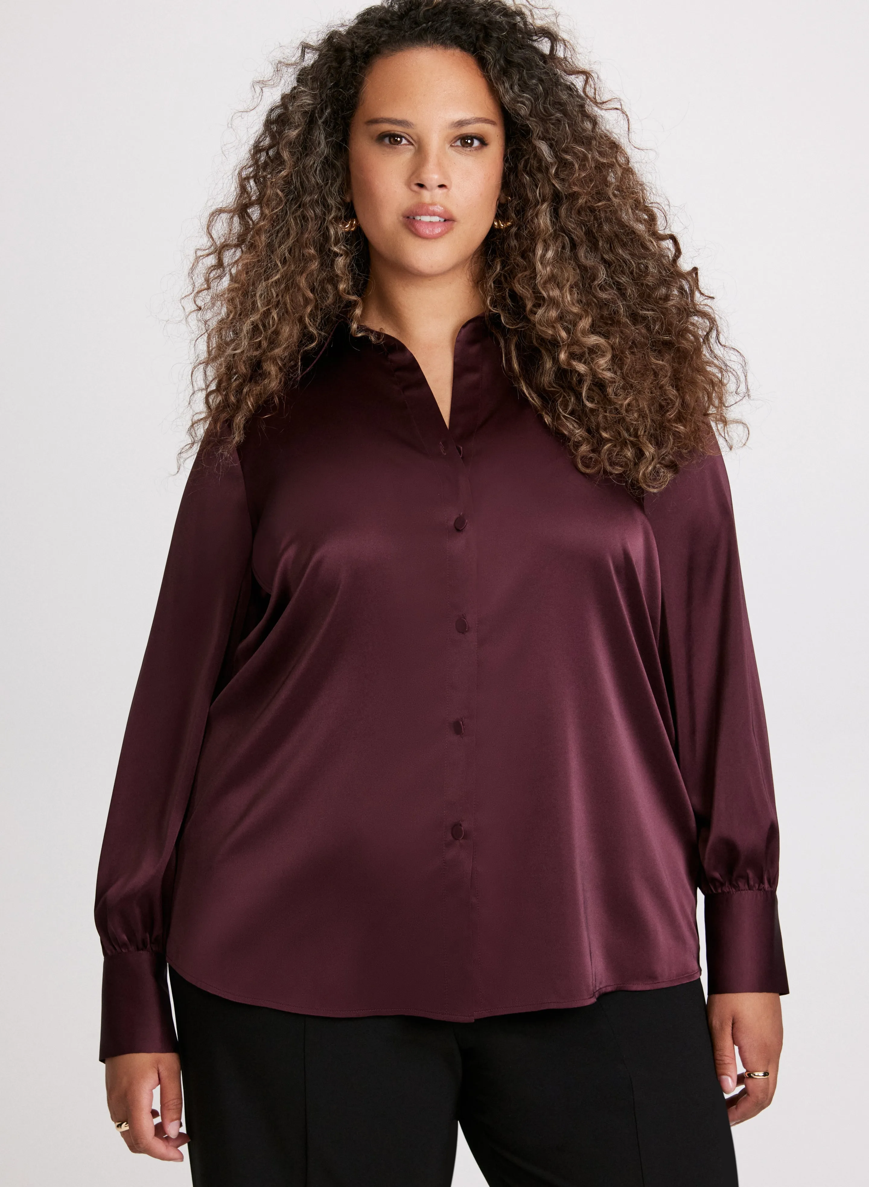 Button-Up Satin Blouse