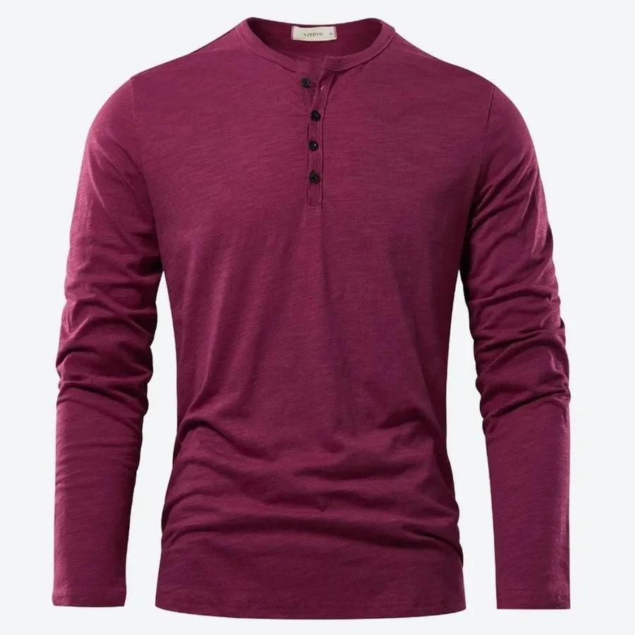 Casual Long-Sleeve Henley T-Shirts