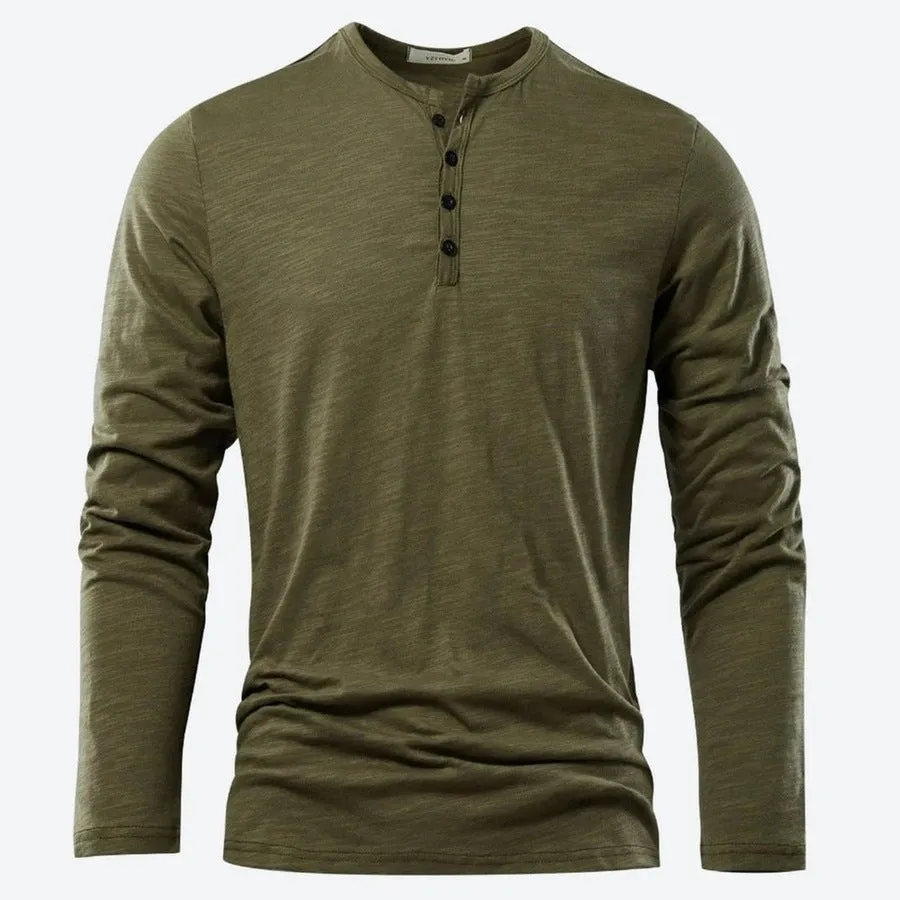 Casual Long-Sleeve Henley T-Shirts