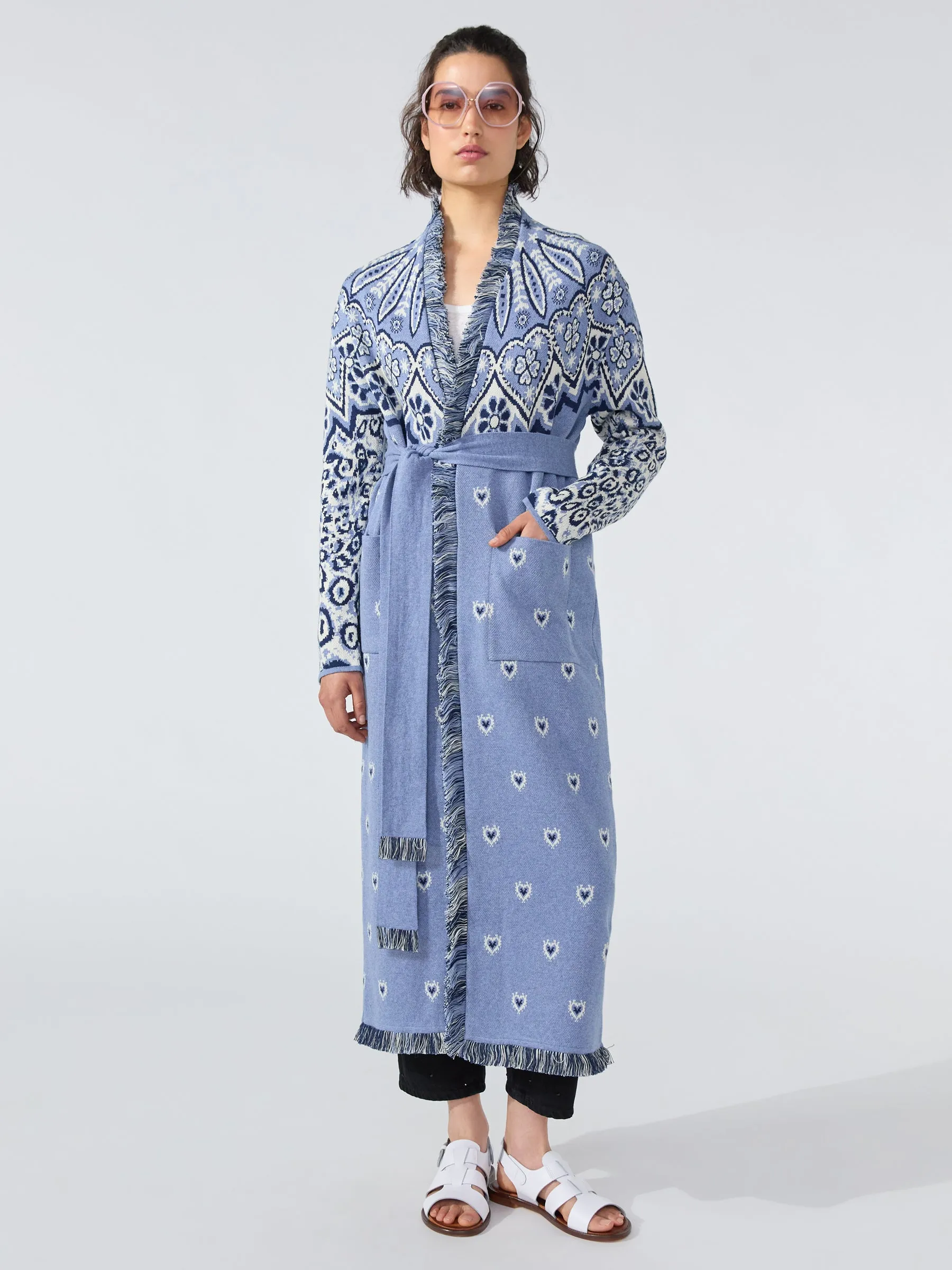 Dalton Cotton Jacquard Duster Blue