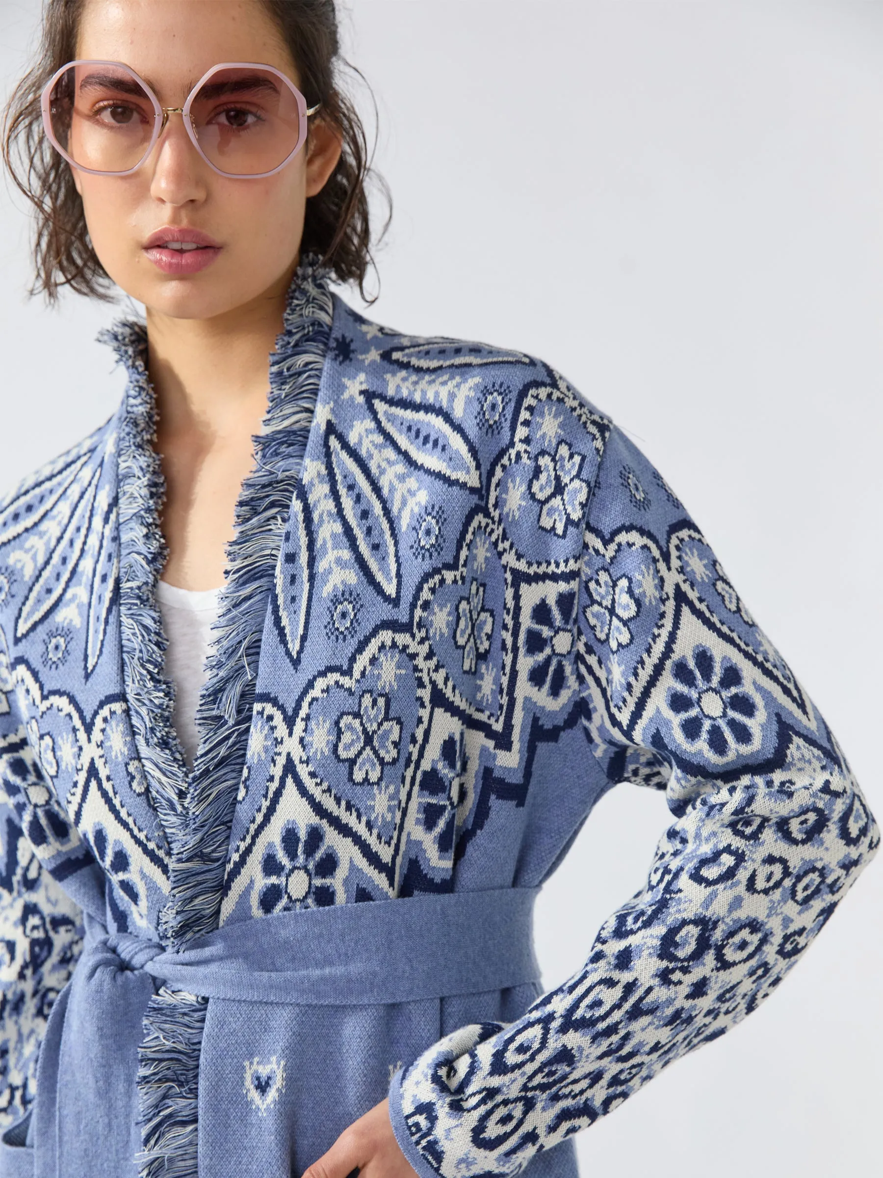 Dalton Cotton Jacquard Duster Blue