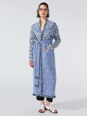 Dalton Cotton Jacquard Duster Blue