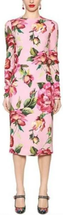 Floral Print Pencil Dress - Extended Sizes