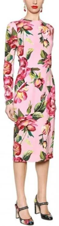 Floral Print Pencil Dress - Extended Sizes