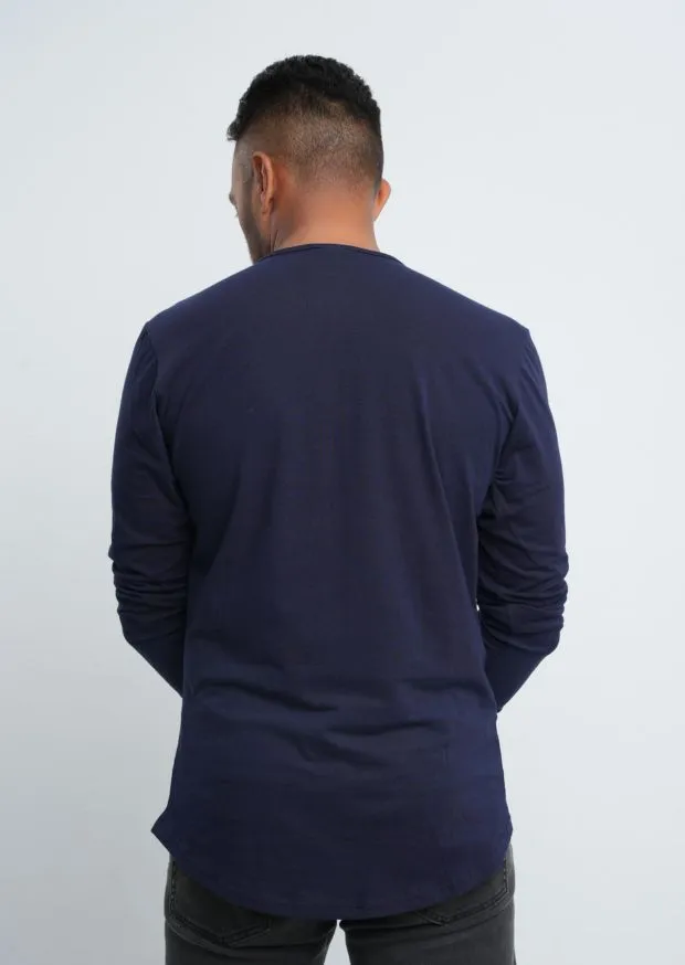 Henley Crew Neck LS Tee