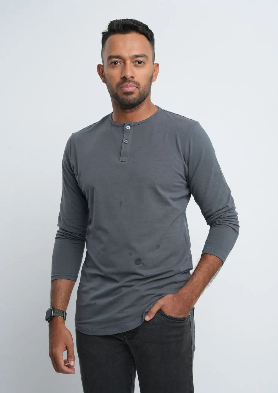 Henley Crew Neck LS Tee