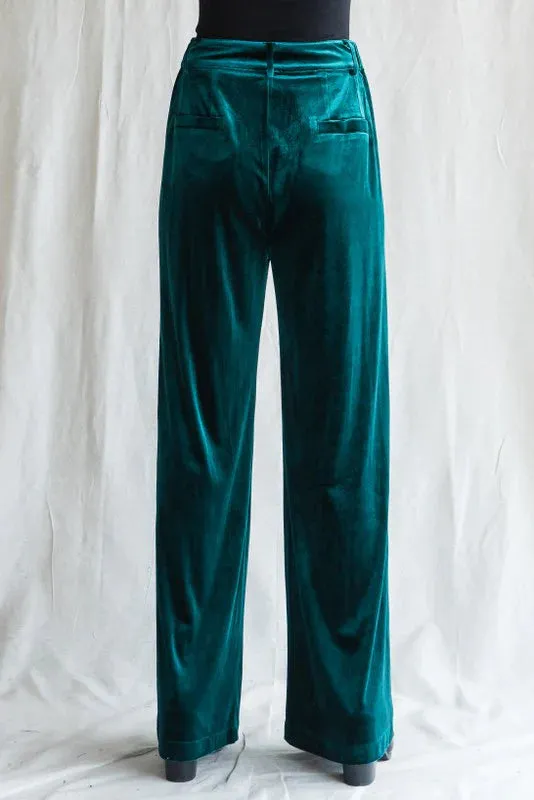 Holiday Crush Green Velvet Pants