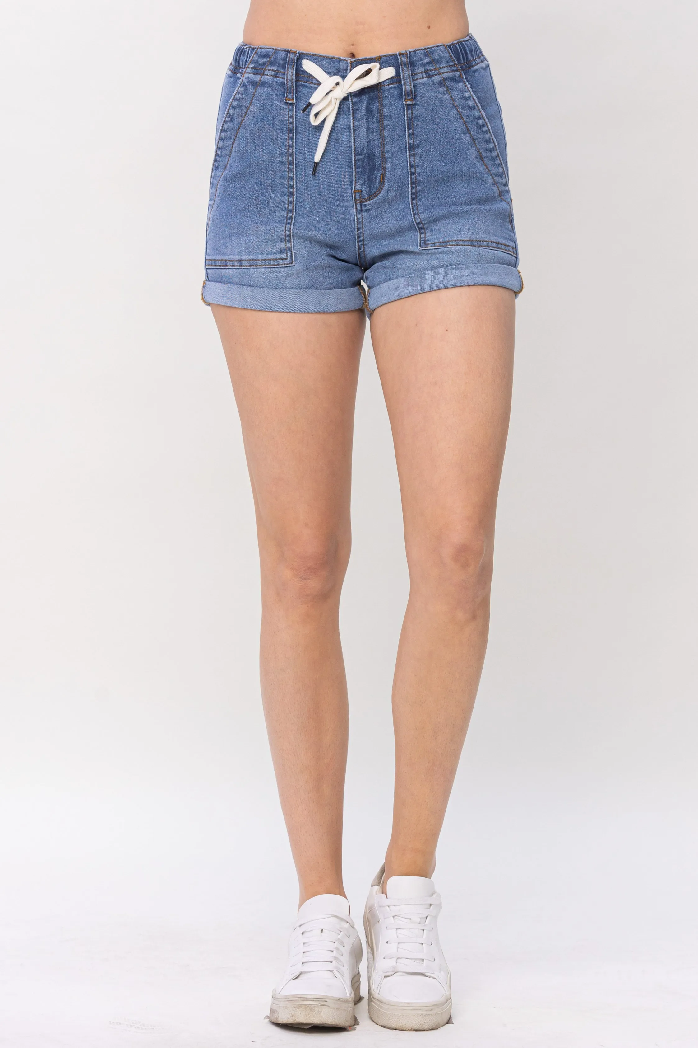 JB COOL DENIM PULL ON DRAWSTRING SHORTS