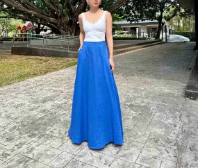 Lawson Linen Maxi Skirt in Blue