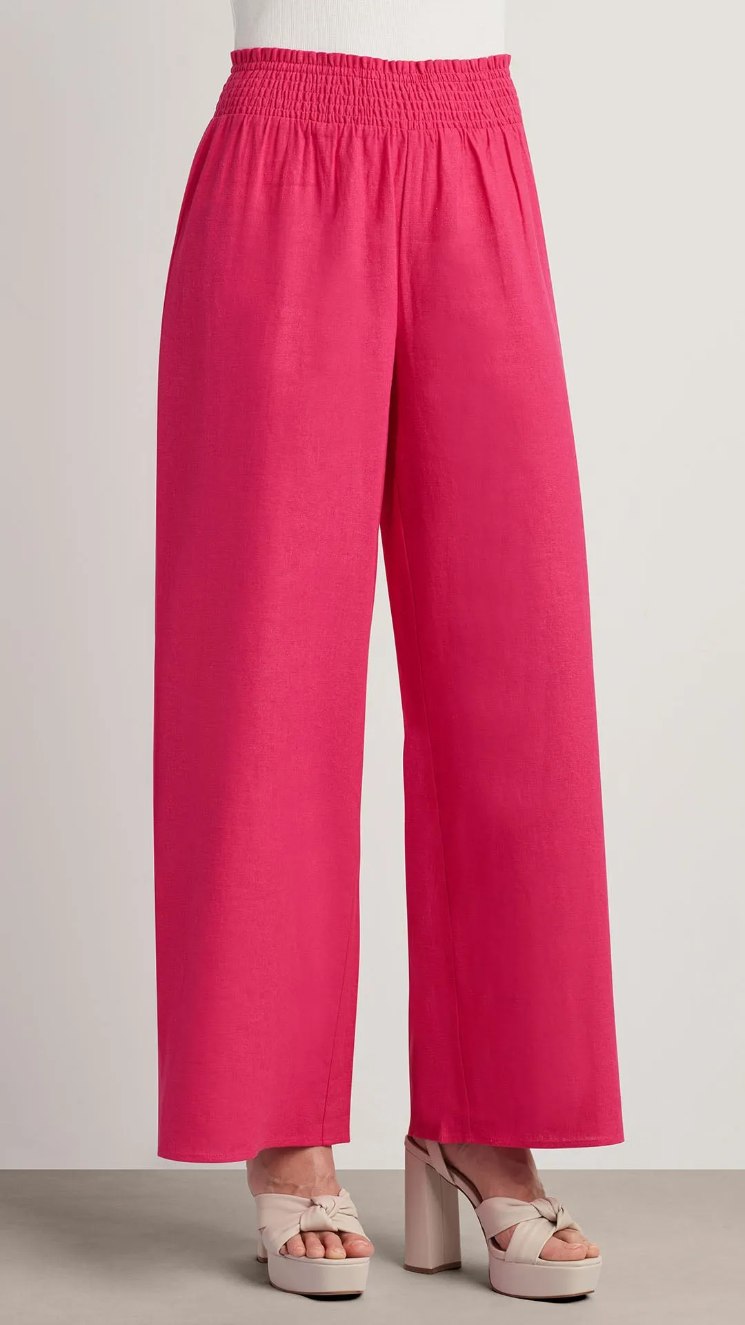 LINEN BLEND WIDE LEG PANT