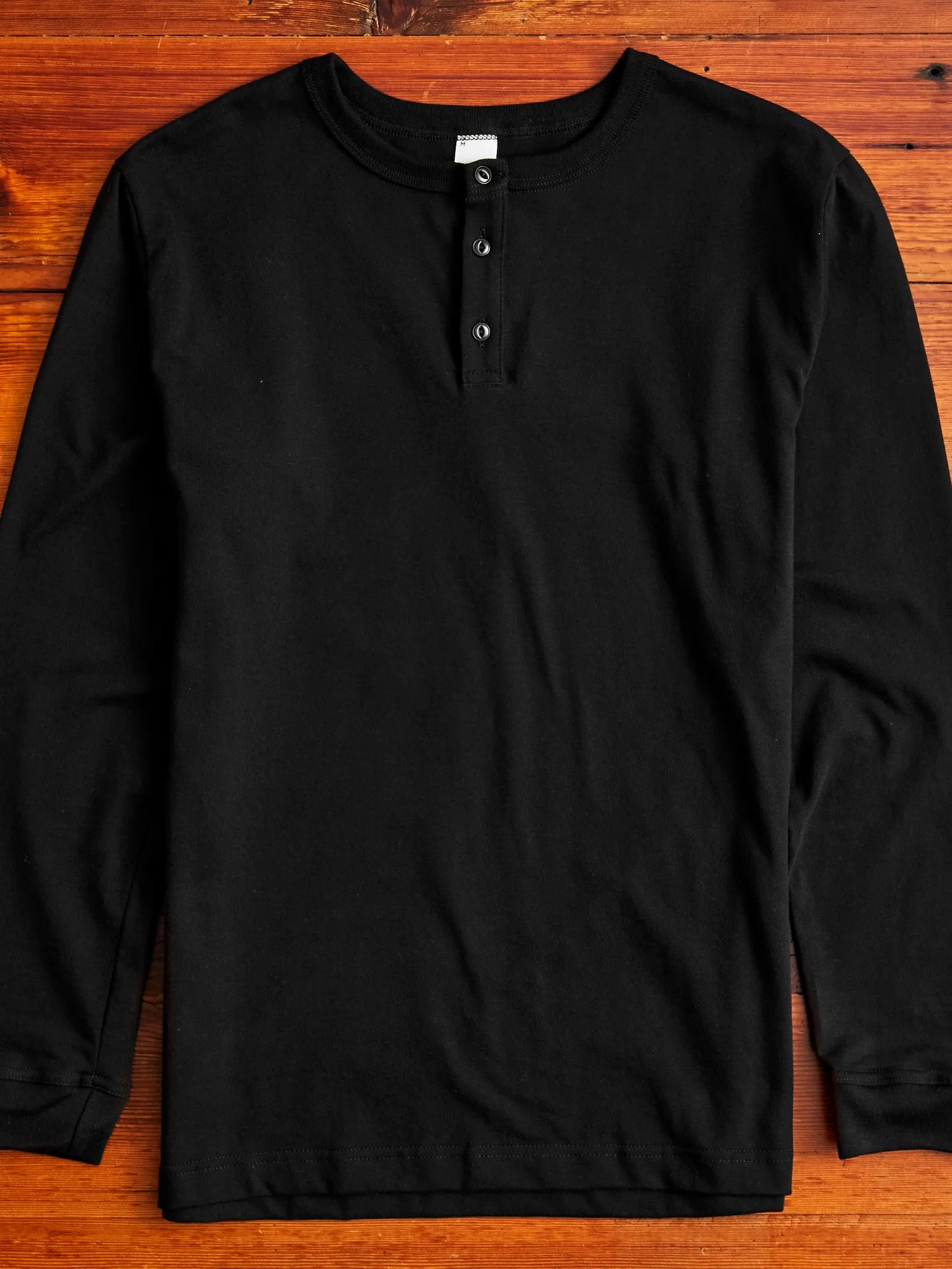 Long Sleeve Henley in Black