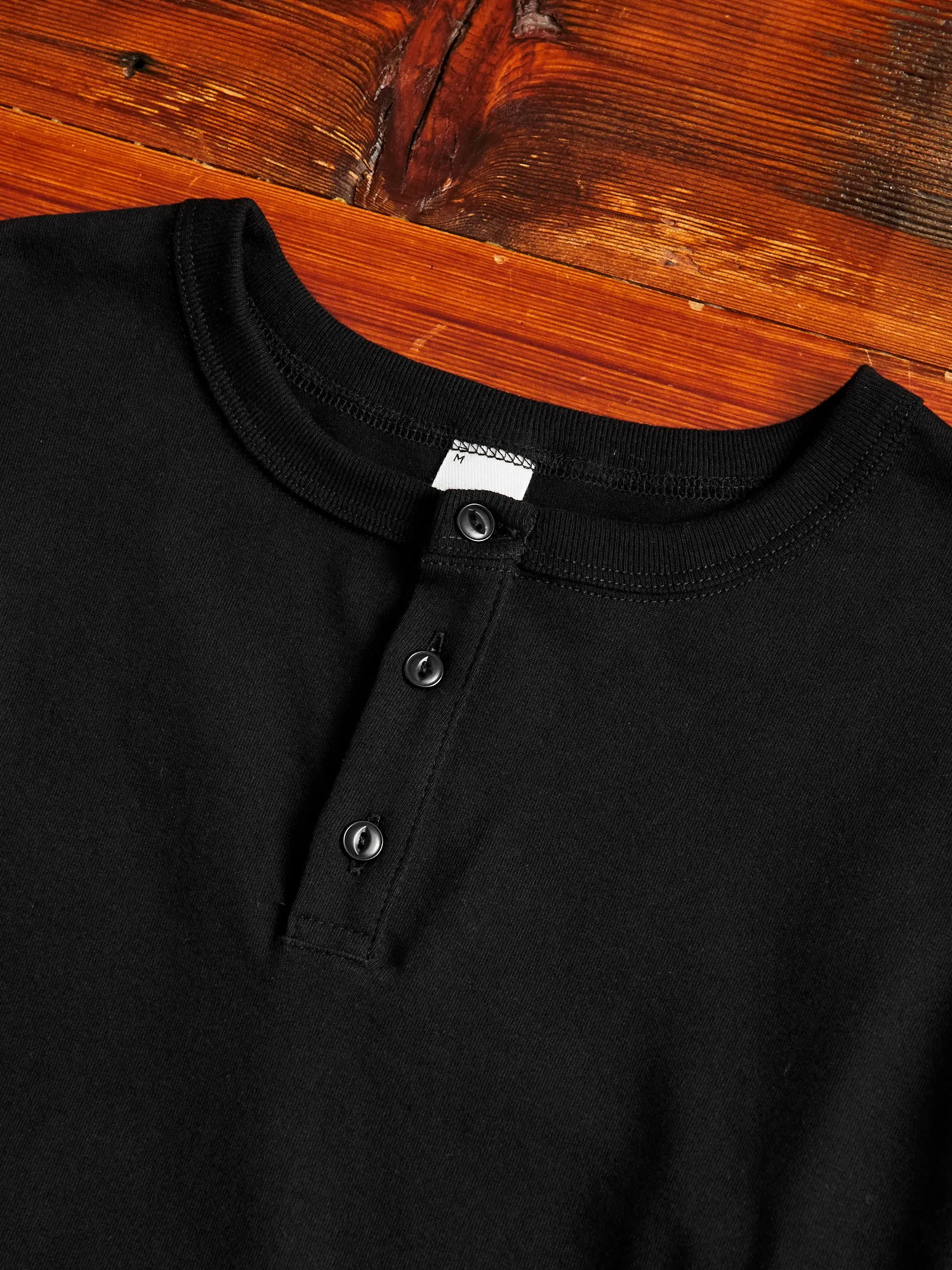 Long Sleeve Henley in Black