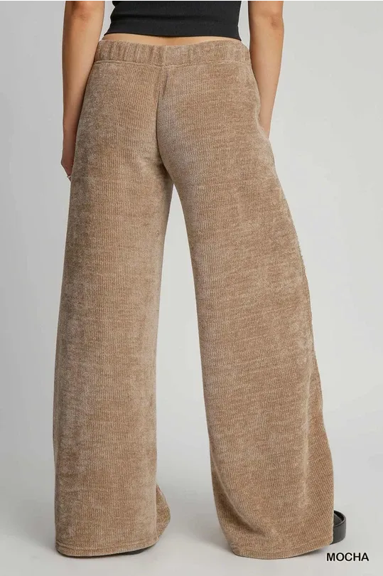 Luxe Knit Wide Leg Pants - Mocha