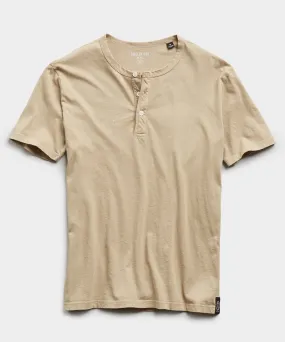 Made in L.A. Short Sleeve Jersey Henley in Toasted Almond