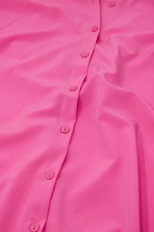 Mao Collar Sleeveless Pink Button Up Blouse