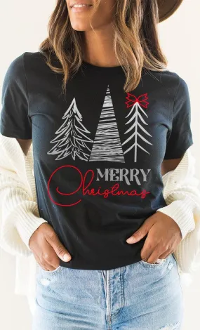 Merry Christmas Silver Trees Tee