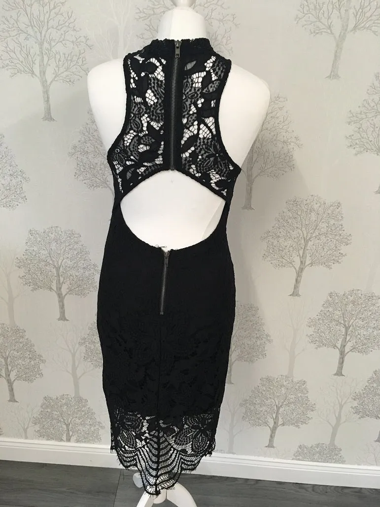 Morgan Black Lace Halterneck Midi Dress