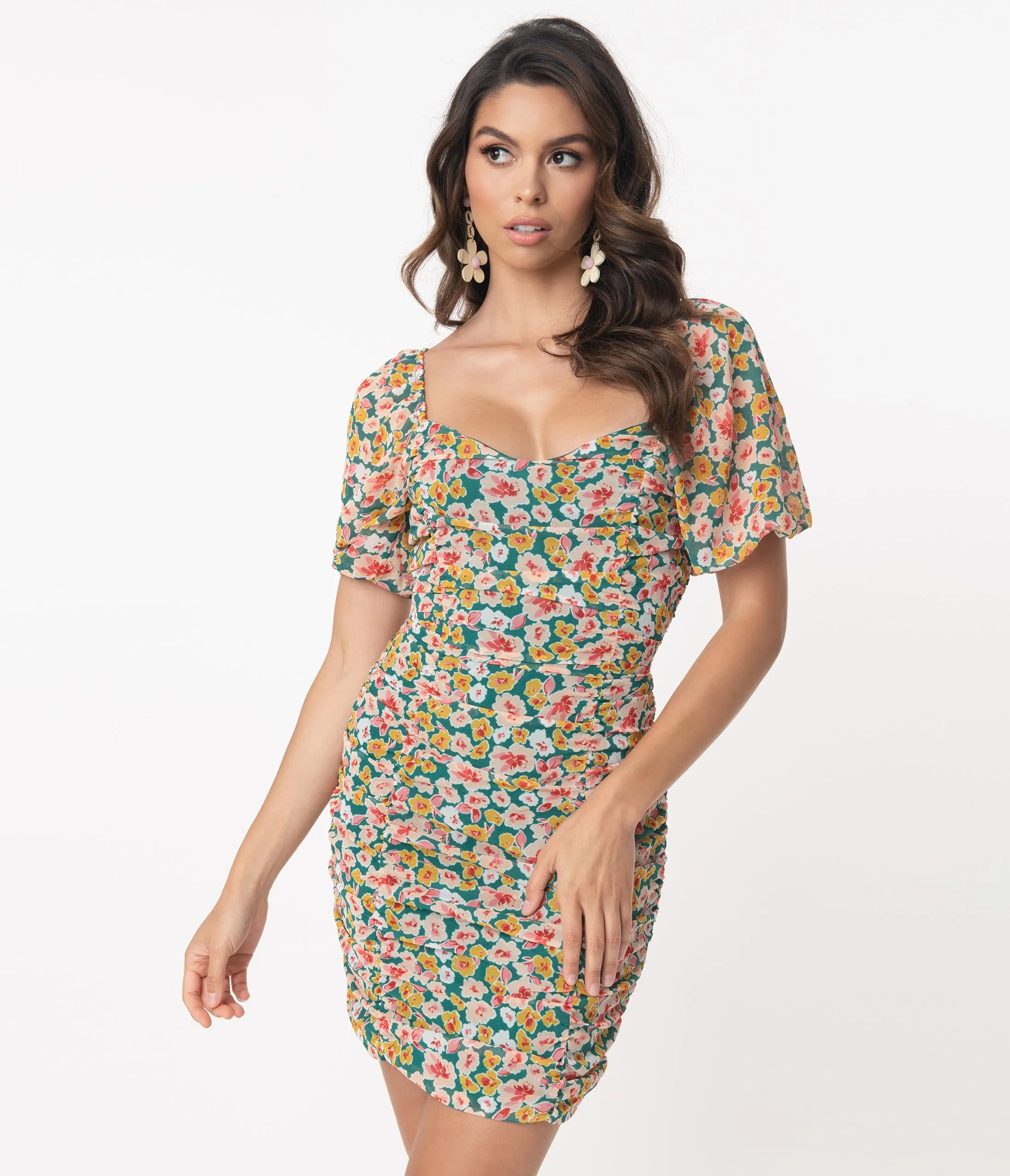 Multicolor Floral Fitted Mini Dress