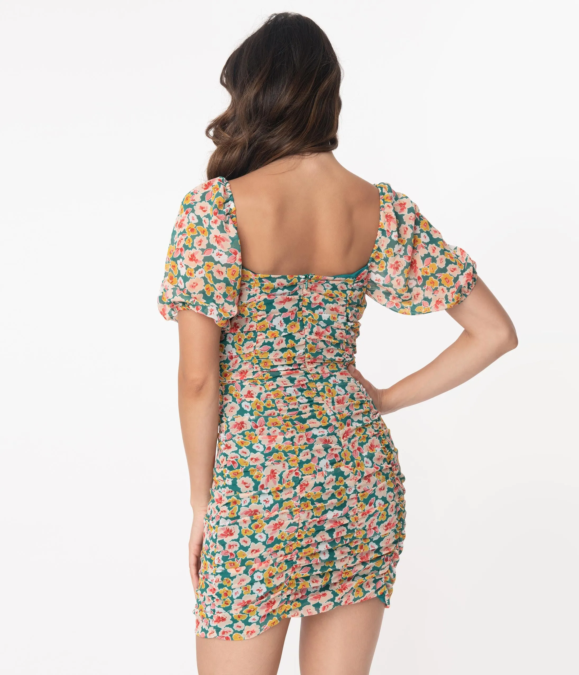 Multicolor Floral Fitted Mini Dress