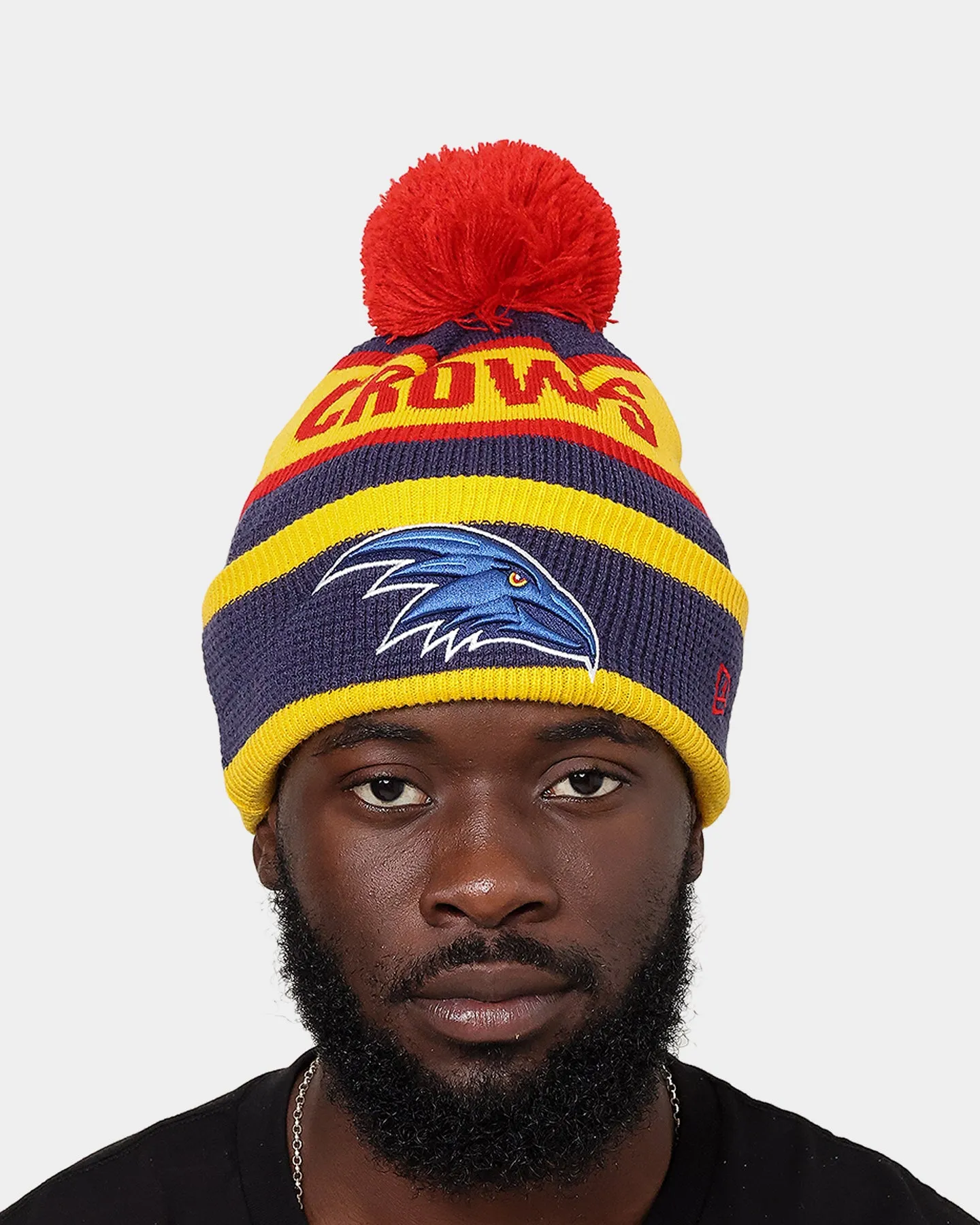 New Era Adelaide Crows 'AFL 2022' Pom Waffle Knit Beanie Blue