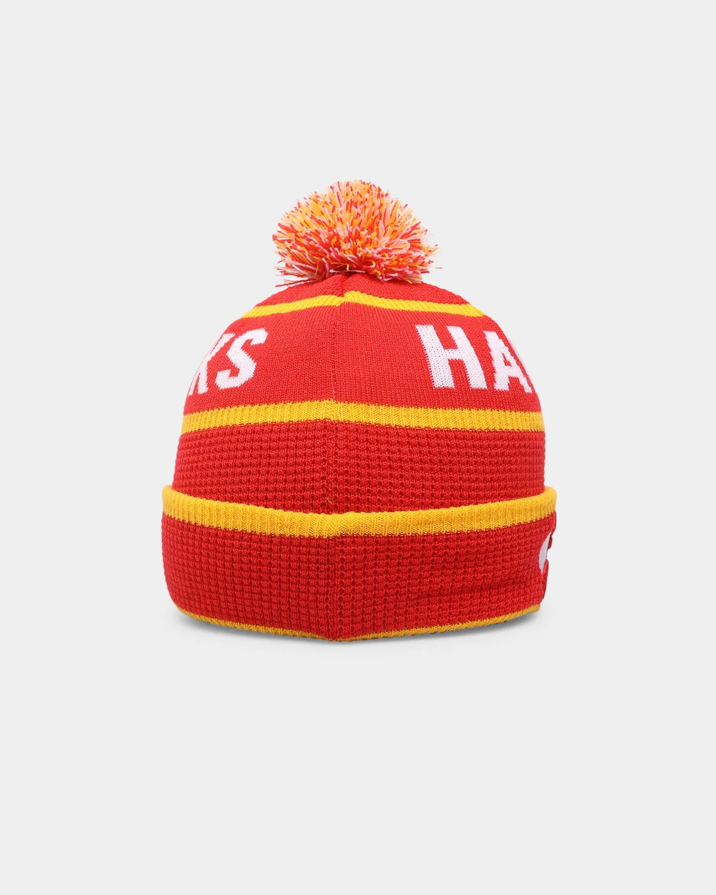 New Era Atlanta Hawks Pom Waffle Knit Beanie Original Team Colours