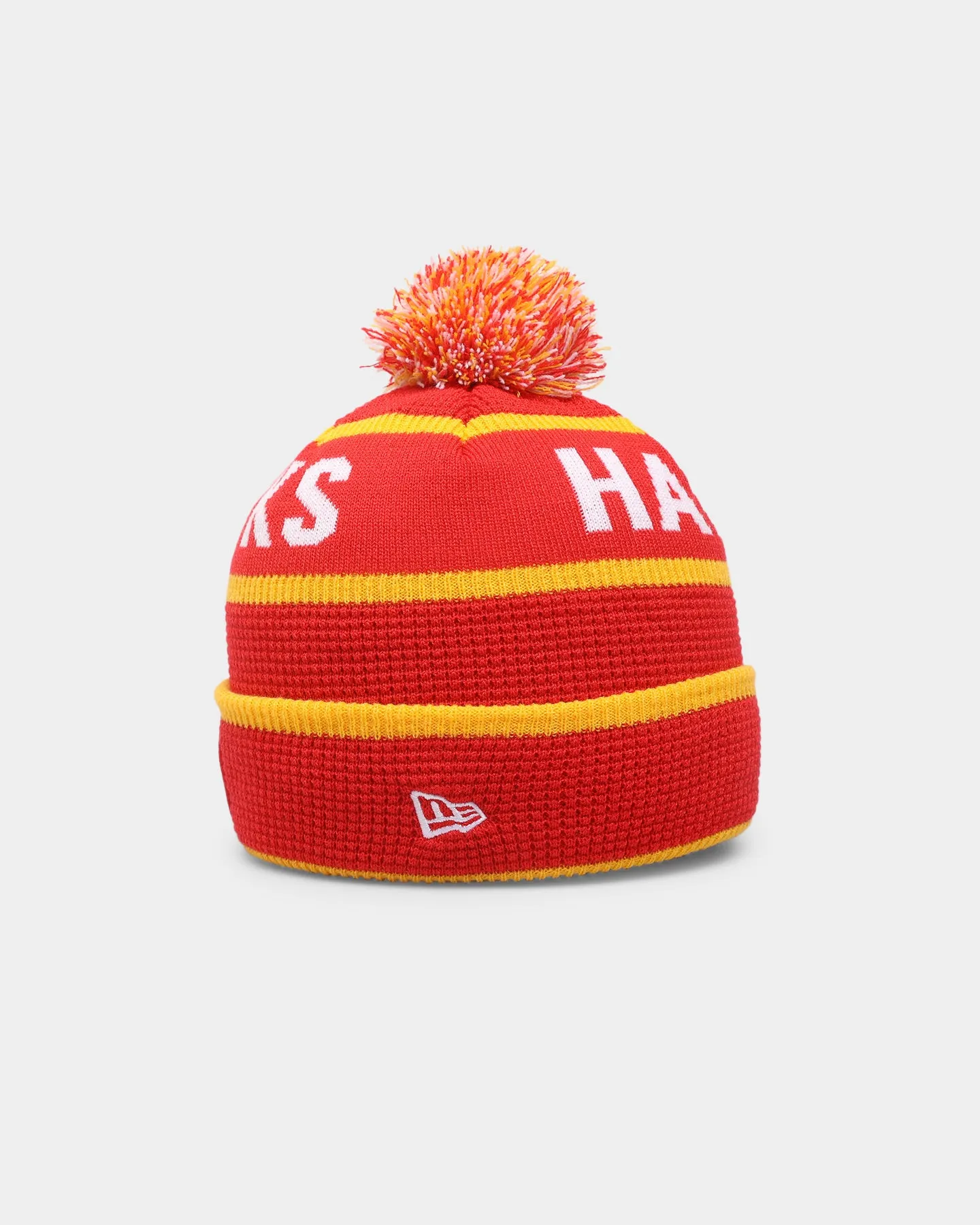 New Era Atlanta Hawks Pom Waffle Knit Beanie Original Team Colours