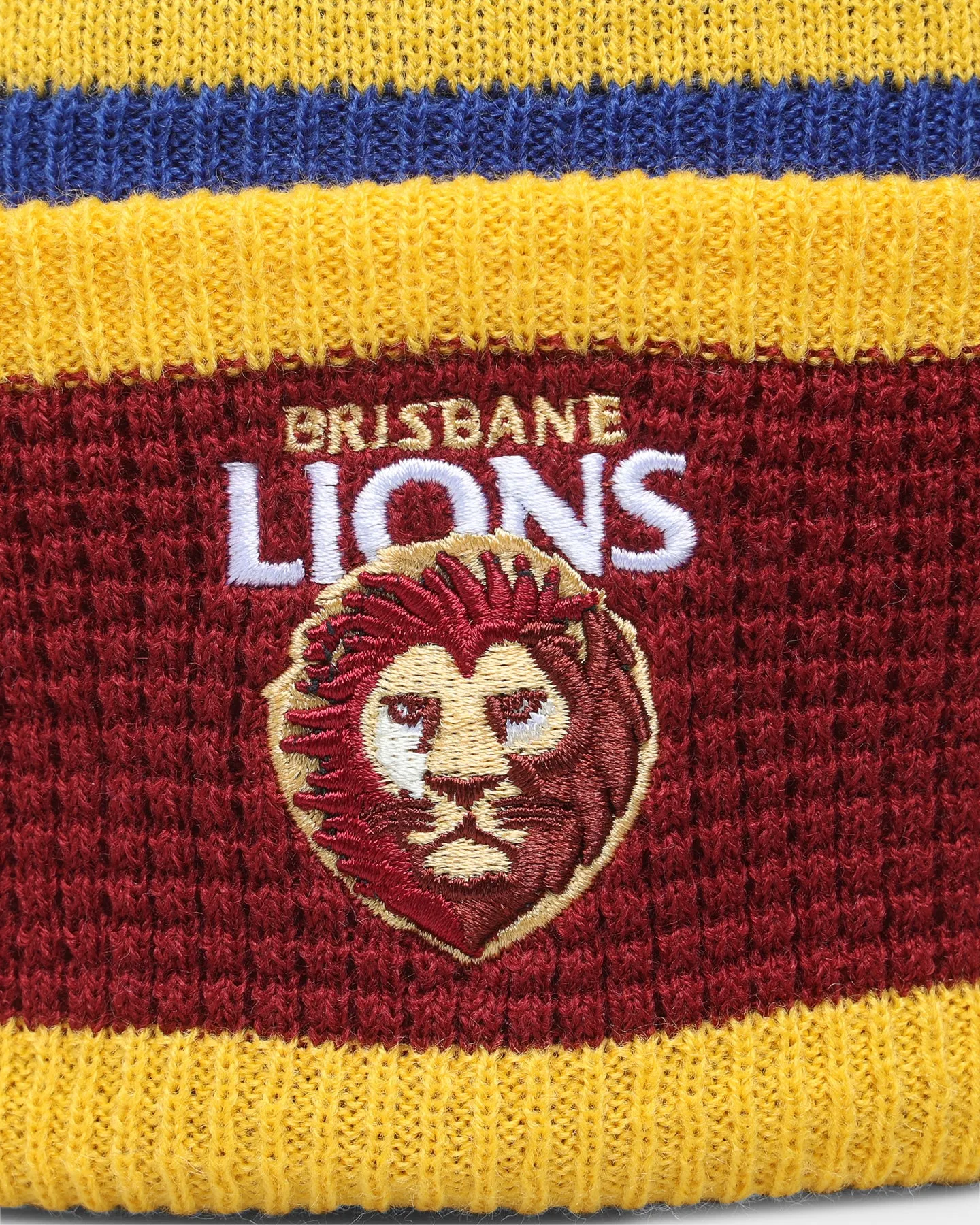 New Era Brisbane Lions 'AFL 2022' Pom Waffle Knit Beanie Dark Red