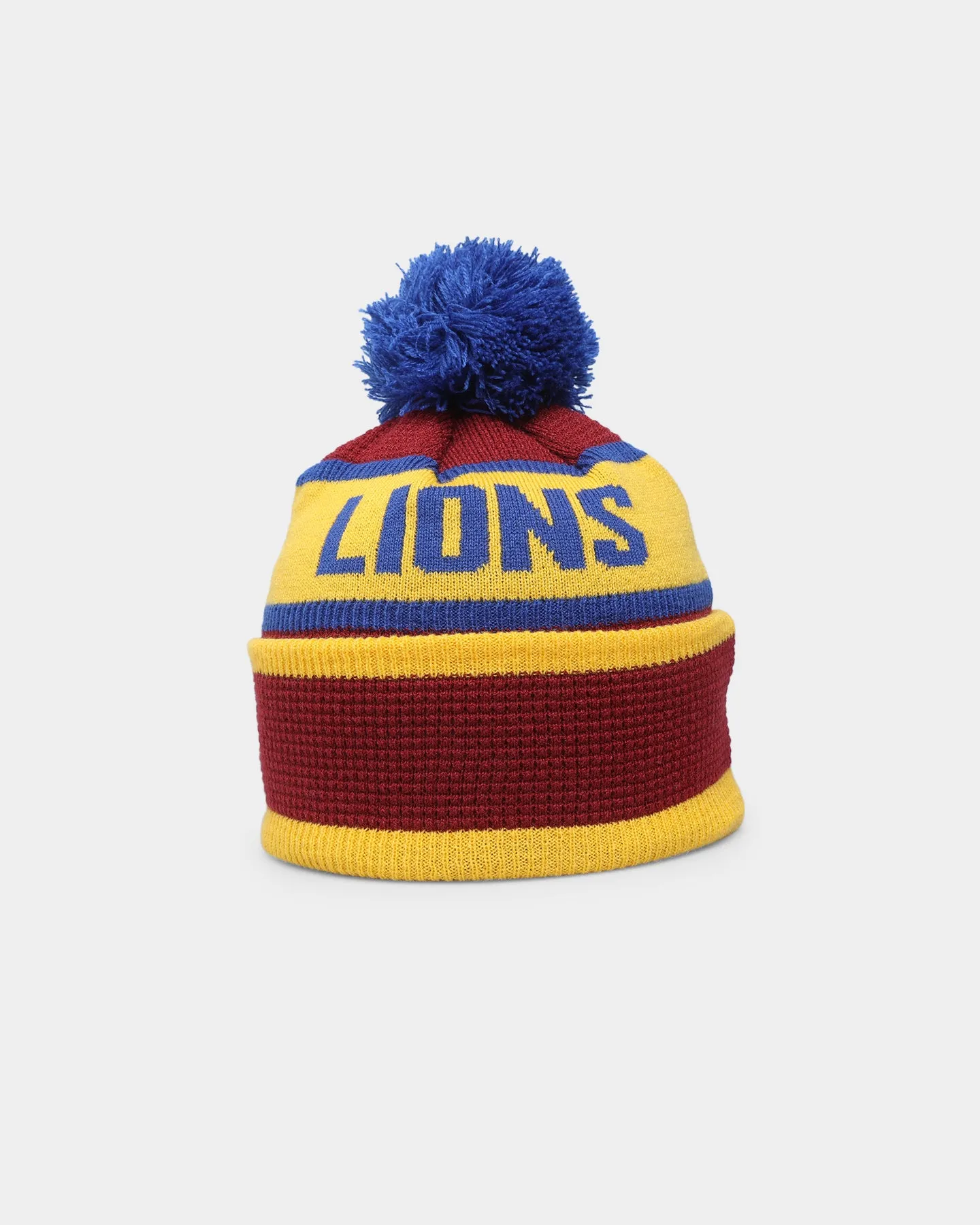 New Era Brisbane Lions 'AFL 2022' Pom Waffle Knit Beanie Dark Red