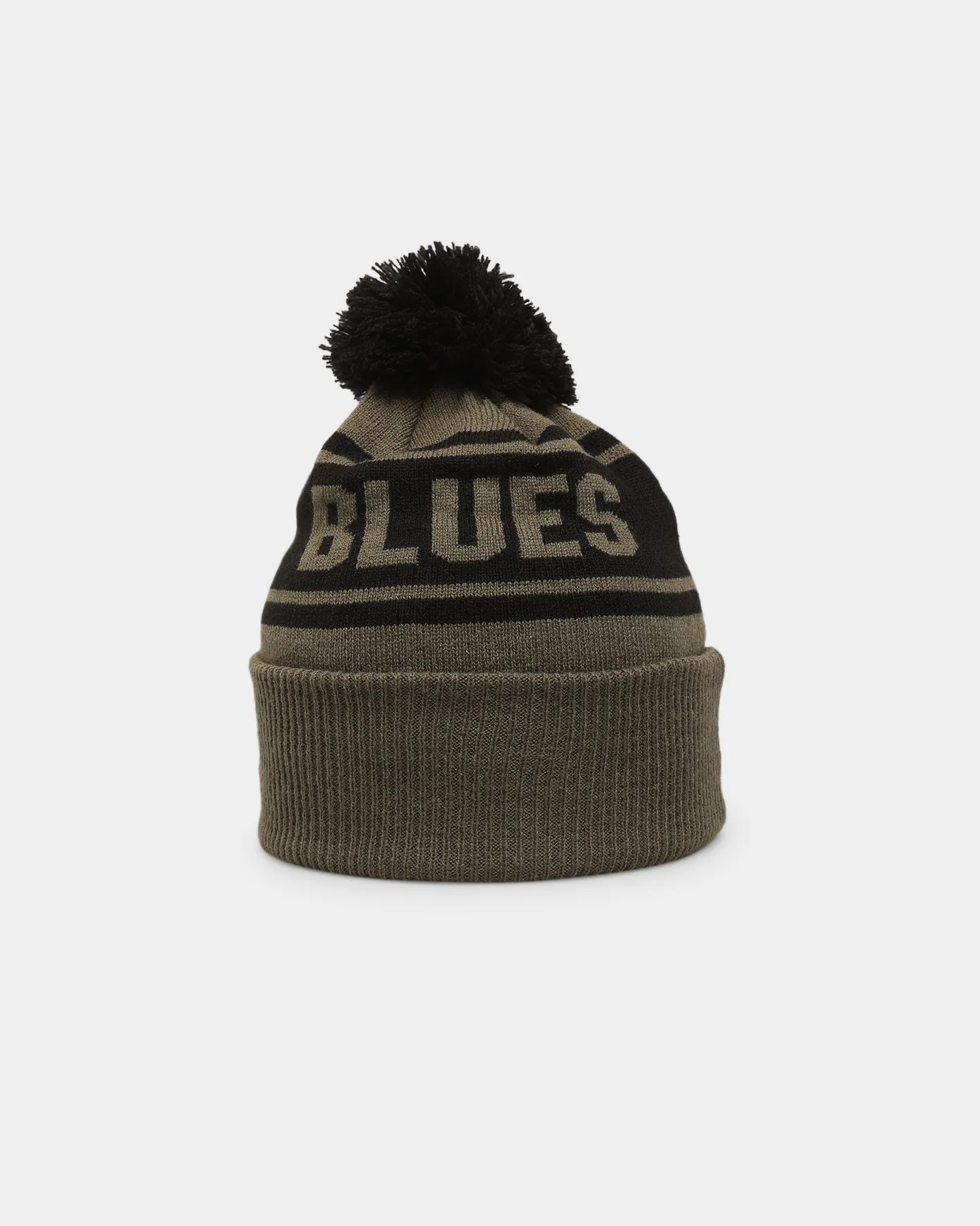 New Era Carlton Blues 'AFL '22 Olive' Pom Knit Beanie Green