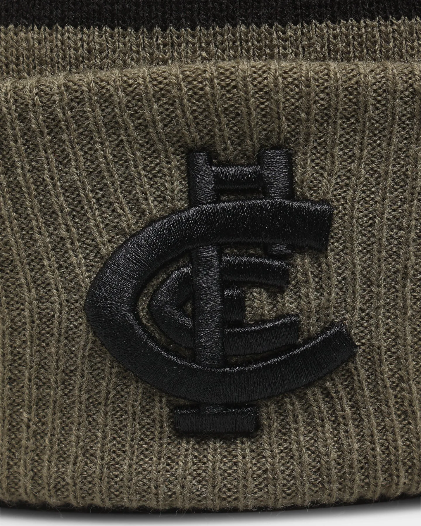 New Era Carlton Blues 'AFL '22 Olive' Pom Knit Beanie Green