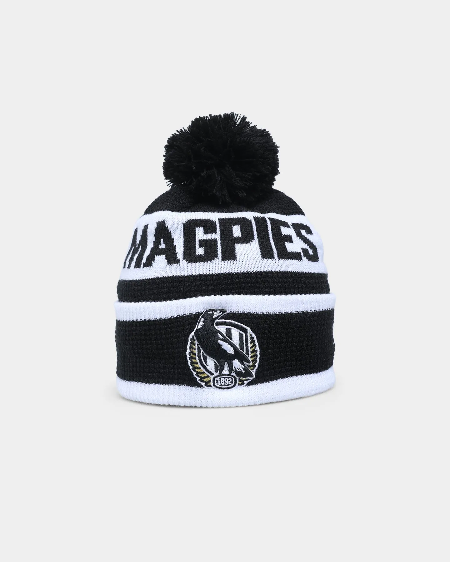 New Era Collingwood Magpies 'AFL 2022' Pom Waffle Knit Beanie Black