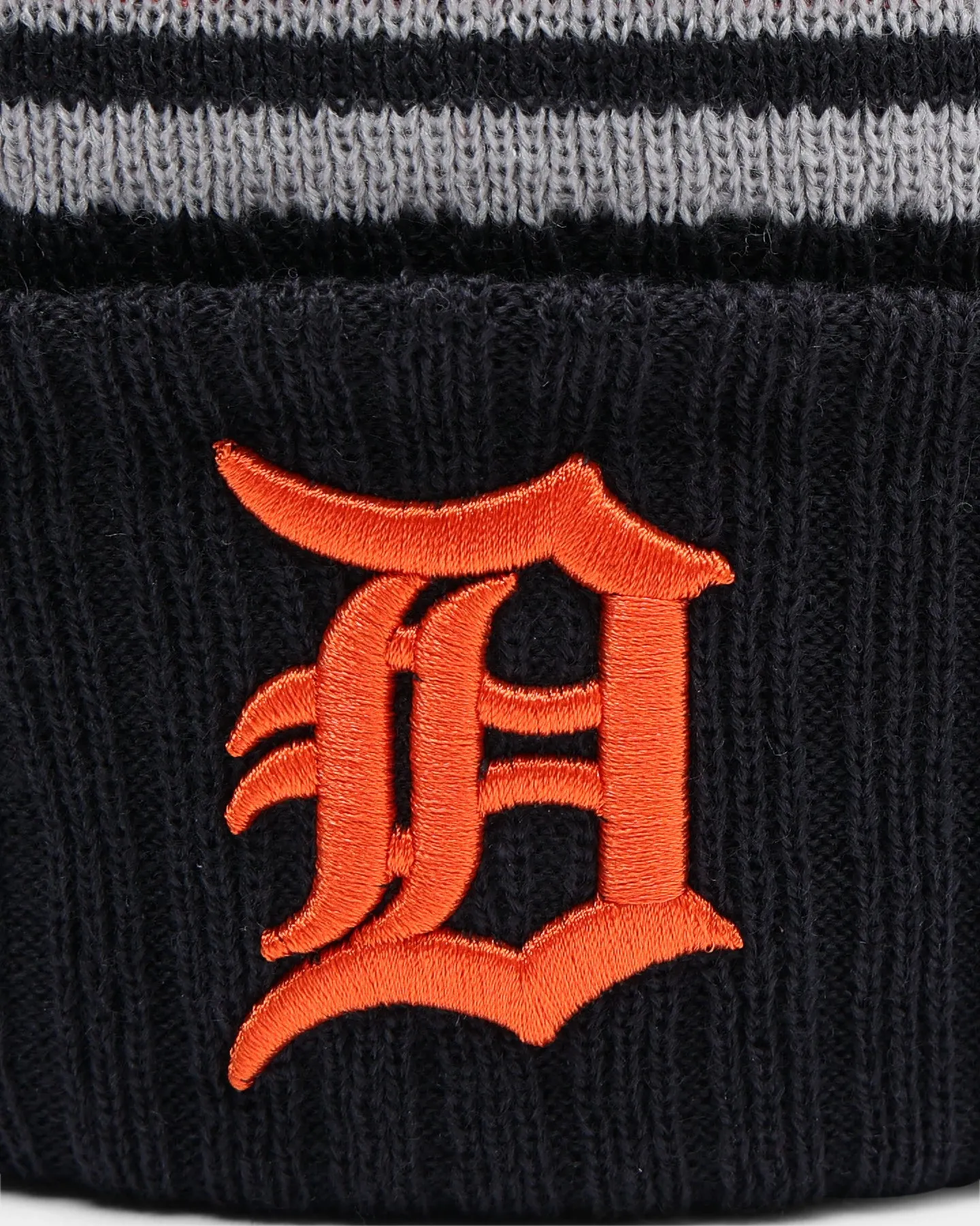 New Era Detroit Tigers Team Stripe Script Pom Beanie Team