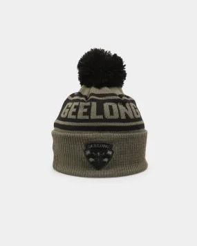 New Era Geelong Cats 'AFL '22 Olive' Pom Knit Beanie Green