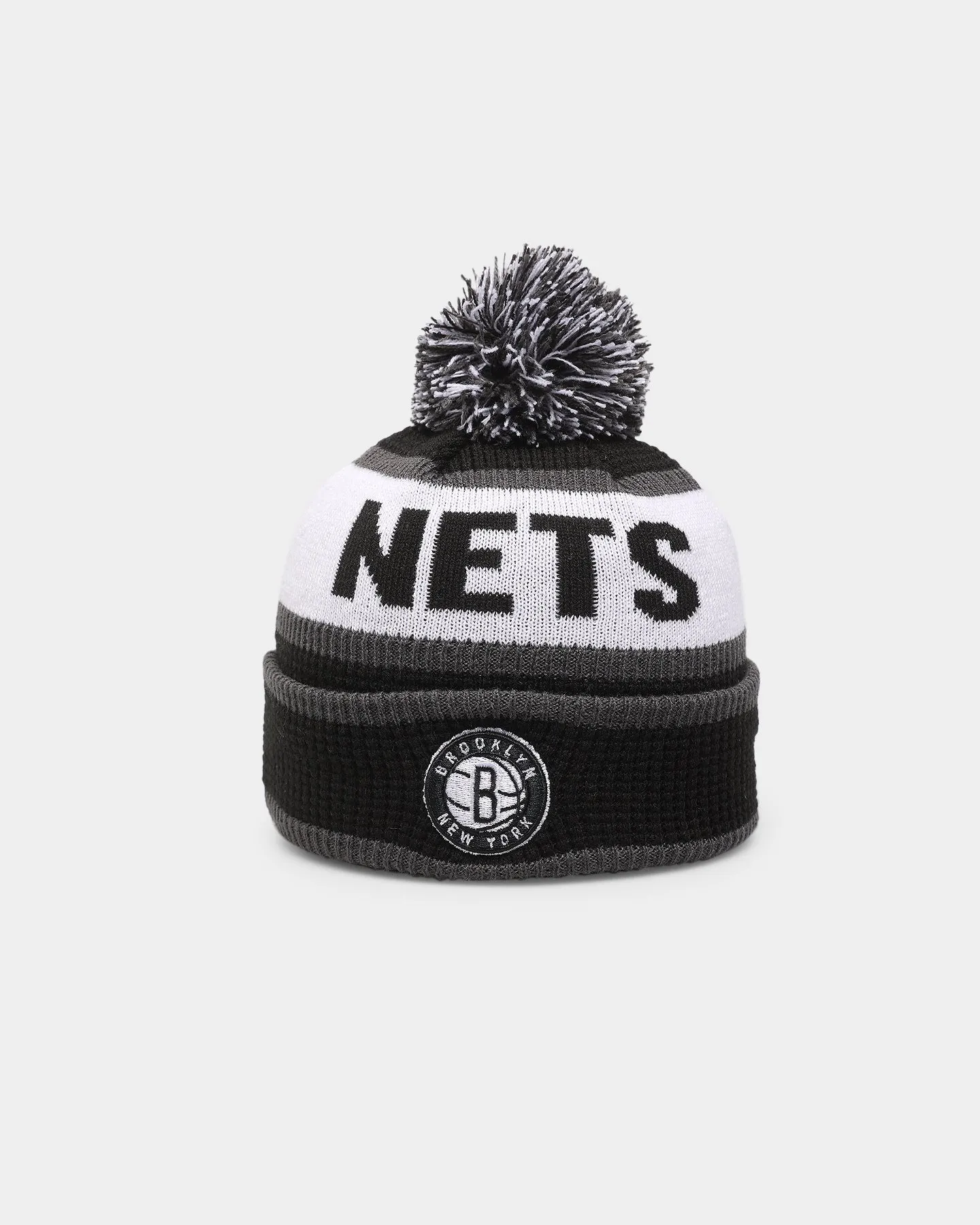 New Era Kids' Brooklyn Nets Pom Waffle Knit Beanie Original Team Colours