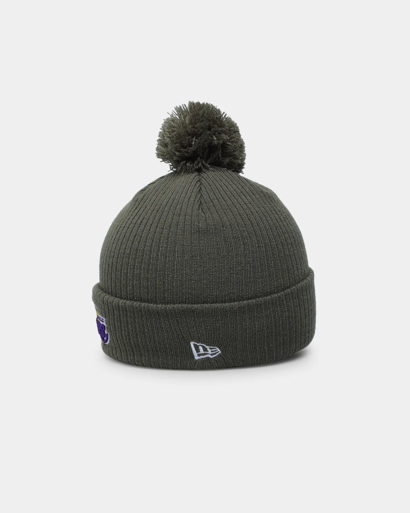 New Era Los Angeles Lakers Pom Knit Beanie Olive