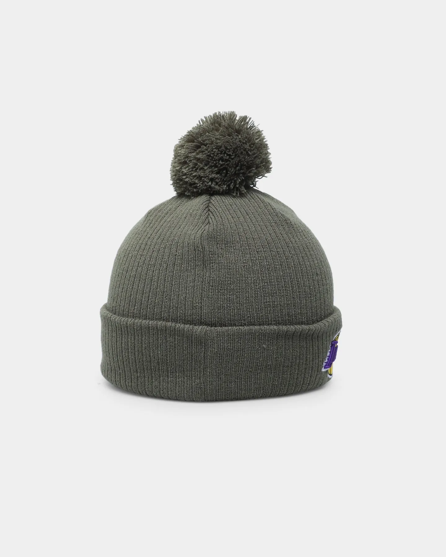 New Era Los Angeles Lakers Pom Knit Beanie Olive