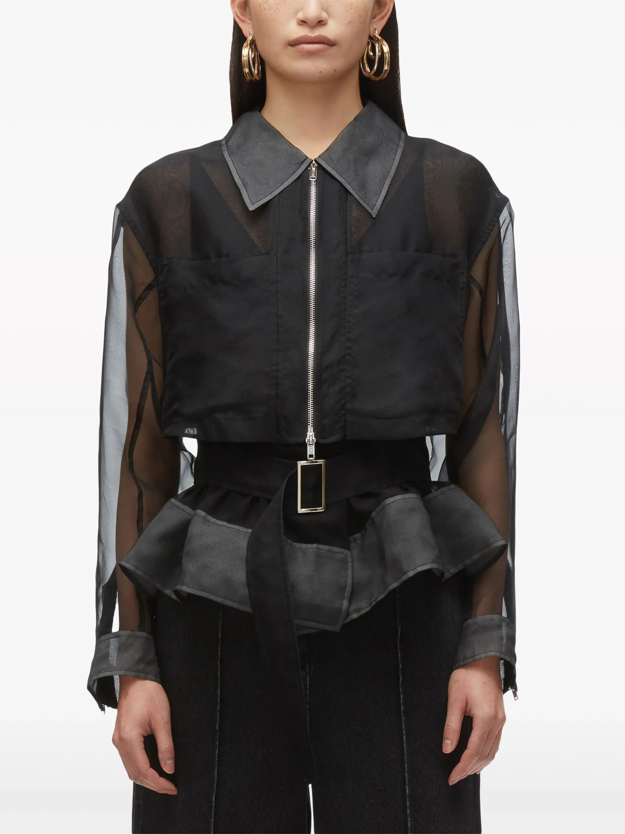 Organza Double Layered Belted Jacket