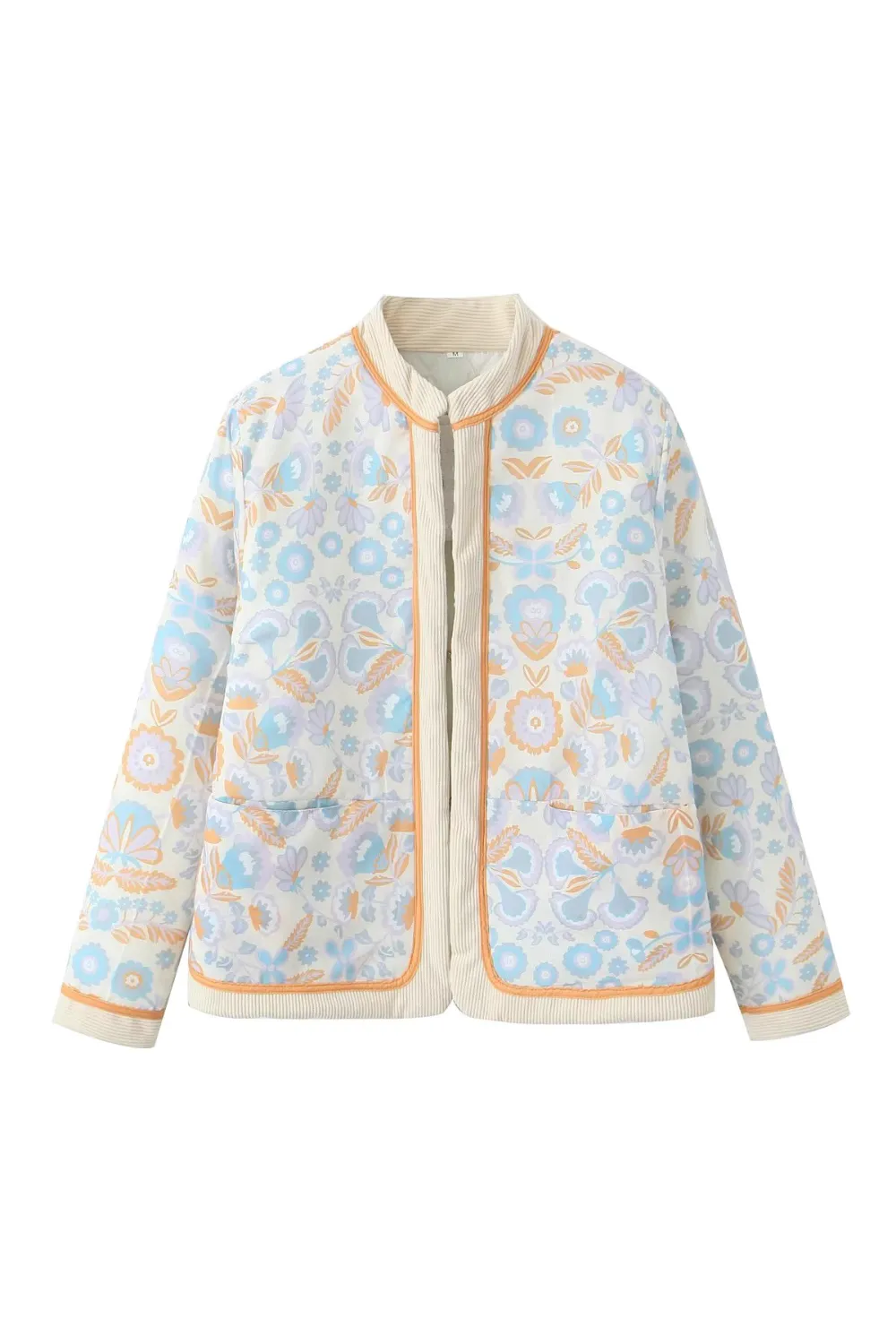 'Pamela' Floral Printed Open-Front Cotton Jacket