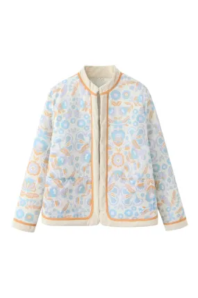 'Pamela' Floral Printed Open-Front Cotton Jacket